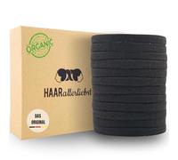 Haarallerliebst Set di 12 elastici per capelli da donna, piatti senza metallo, in cotone biologico e gomma naturale, per una presa forte, delicati su capelli e ambiente