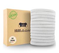 Haarallerliebst Set di 12 elastici per capelli da donna, piatti senza metallo, in cotone biologico e gomma naturale, per una presa forte, delicati su capelli e ambiente
