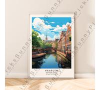Haarlem Paesi Bassi da Viaggio Poster Illustrazione Art Vintage Muro Stampa