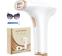 Haarlosy Epilatore Luce Pulsata Indolore IPL, Epilatore Laser 3 IN 1 con Finestra 5cm², 9 Livelli Regolabili per Donna e Uomo Viso, Ascelle, Gambe, Corpo (Oro bianco)