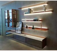 HAAYUHMWT Mensola da parete sospesa con luce calda a LED integrata, mensola espositiva creativa in lega di alluminio for piante o libri, soluzione archiviazione salvaspazio(Gold,80x23CM)