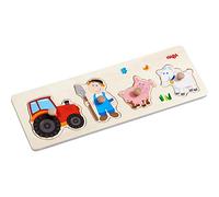 HABA 303185 HABA 303185 - Puzzle in legno con motivo fattoria e grandi bottoni in legno, per bambini dai 12 mesi in su, trasparente