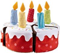 HABA 304105 - Torta Compleanno, Accessori per Negozio e Cucina per Bambini, Torta in tessuto da 5 pezzi con candele rimovibili, Giocattoli dai 3 anni in su