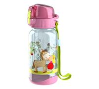HABA, 304485 - Borraccia con motivo Vicki & Pirli, 400 ml, con motivo cavalli, in plastica priva di BPA, lavabile in lavastoviglie, di colore rosa, per asilo o scuola