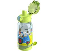 HABA, 304486 - Borraccia per bambini con motivo trattore, 400 ml, in plastica priva di BPA, lavabile in lavastoviglie, di colore verde, per asilo o scuola