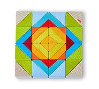 HABA 305459 3D Arranging Game Mosaic Blocks, with 48 blocks and 10 double sided template cards, for ages 3 and up (Made in Germany)