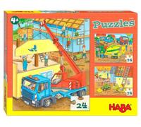 HABA 305469 - Puzzle da cantiere, collezione di puzzle con 3 motivi per bambini a partire dai 4 anni, puzzle da cantiere con 24 pezzi ciascuno per allenare la concentrazione e le abilità motorie