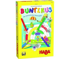HABA 305538 - Buntikus, gioco da portare a partire dai 4 anni per 2-4 giocatori, durata del gioco: 10 minuti, gioco di dadi e gioco da colorare in uno, idea regalo da portare, giocare e dipingere