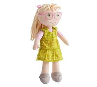 HABA 306529 - Bambola Leonore - Bambola di stoffa con occhiali staccabili per bambini dai 18 mesi in su, per giocare e coccolare in materiali morbidi, dimensioni: 30 cm