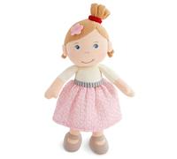 HABA Bambola di peluche Lara - Bambola di stoffa morbida 25 cm, per neonati e bambini - Senza velcro o cuciture fastidiose, ideale per i bambini dai 6 mesi in su, perfetta per il periodo del bambino -