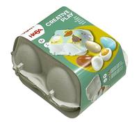 HABA Creative Play 2012299001 - Set di uova in legno per bambini dai 3 anni in su, con scatola per uova, accessori per gioco di ruolo per cucina e negozio