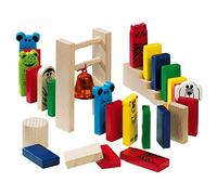 Haba Domino Race - Set di 263 Pezzi in Legno con Ponte, Campana e Scala, Prodotto in Germania