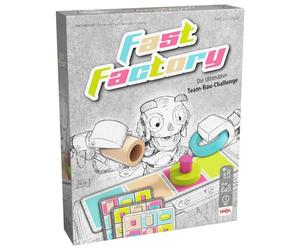 HABA Fast Factory - Gioco di logica e strategia da Tavolo per Bambini a Partire dagli 8 Anni - Gioco di Famiglia con sfide Complicate e Divertimento Veloce impilamento per duelli di Squadra