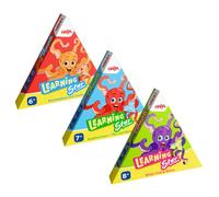 HABA Learning Star - Set di 3 giochi educativi per la scuola elementare: matematica, tedesco e competenza, aiuto per l'apprendimento Montessori per la scuola, per imparare a leggere e calcolare a