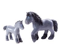HABA Little Friends - Set da gioco per mamma e bambino - Cassandra, cavallo e Cleo, puledro, animali da fattoria in plastica massiccia