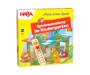 HABA Nella Scuola Materna Collezione di Giochi - 10 Diverse Idee di Gioco - Grande casetta 3D con 5 Figure in Legno - a Partire dai 2 Anni - Numero Articolo 2011718001