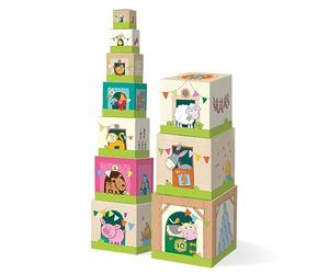 HABA On The Farm, robusti cubi impilabili in Cartone, con Numeri da 1 a 10