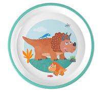 HABA Piatto per bambini dinosauri - Pratico piatto in melamina - Antiscivolo - Lavabile in lavastoviglie - Per gli appassionati di Dino a partire dai 12 mesi - 2012441005