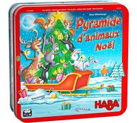 HABA - Piramide degli Animali Edizione Natale - Gioco di abilità e impilamento - Scatola metallica - 4 anni e più - 305526 Rosso