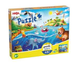 HABA Puzzle ABC: Lettere Gioco educativo e Puzzle per Bambini dai 6 Anni in | Puzzle ABC da 100 pezzi con 26 piastrine per l'assegnazione giocosa delle lettere. Favorisce la comprensione della lingua e