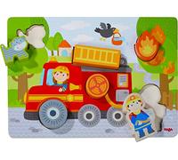 HABA - Puzzle in legno per camion dei pompieri, 12 mesi e oltre 306291, 306291, colorato