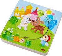 HABA Sales GmbH & Co.KG- HABA 303536 Puzzle in Legno Frolicking Animali Bambini, Multicolore