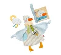 HABA Set da gioco per bambini 3 in 1, motivo oca con libro di stoffa, impugnatura e panno in tessuto extra morbido, elementi da scoprire per bambini dai 0 anni in su, 2012332001