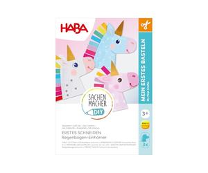 HABA Set di 3 unicorni Arcobaleno da Taglio (Set da 3) - apprendimento a Partire dai 3 Anni in su, Unicorno, Kit Fai da Te per Bambini, Asilo, Kita e casa