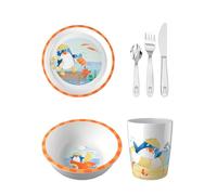 HABA Set di stoviglie unisex da 4 pezzi, ciotola, piatti, tazze e posate - pinguino, taglia unica