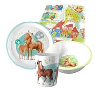 Haba, set regalo per battesimo, 1° compleanno, stoviglie per bambini, in melamina, 3 pezzi
