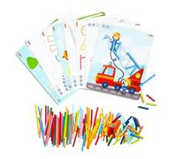 HABA Stabix 1307163001 - Gioco di mappatura per Bambini dai 3 Anni in su, con aste in Legno Colorate, Incluse schede di Modello Versatili, Gioco educativo per Bambini dai 3 Anni in su, 1307163001