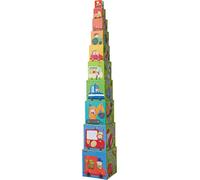 HABA Stacking Cubes Zippy Cars , animal stacking game, toys for 1 year old , 301524, multicolour