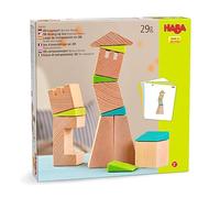 HABA Torre storta - 19 blocchi di legno e 6 cunei con schema per bambini dai 4 anni in su (made in Germany)