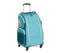 HABA Trolley per bambini Petrol con 4 ruote - Valigia per bambini in poliestere riciclato con sacchetto per la biancheria, 3 ripiani estraibili e 4 tasche esterne con cerniera - 2012724001