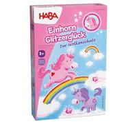 HABA Unicorno Glitter Felice - Il tesoro delle nuvole - Incantevole gioco da collezione per bambini a partire dai 3 anni con 60 cristalli di nuvola e 4 unicorni - 2012230001