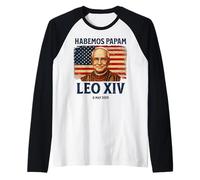 Habemus Papam Leo XIV Nuovo Papa 2025 Bandiera USA Souvenir Maglia con Maniche Raglan
