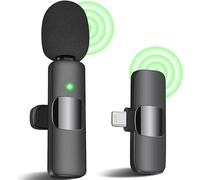 Haben Microfono Wireless per iOS/Androide, Plug&Play Microfoni Wireless Professionali Riduzione del Rumore per TikTok,Youtube,Vlog Registrazione Video, Live Stream, Microfono Lavalier Wireless