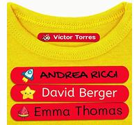 Haberdashery Online 50 Etichette per Vestiti termoadesive Personalizzate con Il Nome per contrassegnare l'Abbigliamento dei Bambini. Adesivi da Stiro, Resistenti a Lavatrice e asciugatrice, 6x1cm