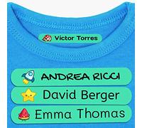 Haberdashery Online 50 Etichette per Vestiti termoadesive Personalizzate con Il Nome per contrassegnare l'Abbigliamento dei Bambini. Adesivi da Stiro, Resistenti a Lavatrice e asciugatrice, 6x1cm