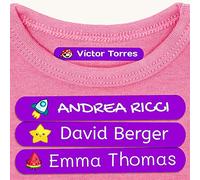 Haberdashery Online 50 Etichette per Vestiti termoadesive Personalizzate con Il Nome per contrassegnare l'Abbigliamento dei Bambini. Adesivi da Stiro, Resistenti a Lavatrice e asciugatrice, 6x1cm