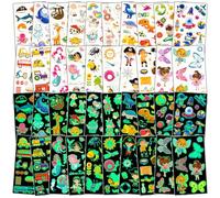 Habett Tatuaggi luminosi per bambini, oltre 200 stili misti tatuaggi temporanei set per ragazze e ragazzi, dinosauro spaziale, animali, farfalla, tatuaggi per feste di compleanno per bambini