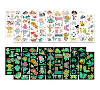 Habett Tatuaggi per Bambini, 100+ Luminosi Adesivi Set Temporanei Stickers de Unicorno Dinosauro Spazio Animali, Regali per Ragazze, Feste di Compleanno Giochi