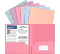 Habgp Confezione da 6 cartelle in plastica con tasche, colori Morandi, cartelle tascabili, 2 cartelle in plastica tascabili, cartelle con tasche