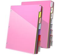 HABGP Set di 16 divisori per raccoglitori a 3 anelli con linguette, divisori con tasche frontali trasparenti e linguette per raccoglitore a 3 anelli, 8 divisori per cartelle a tre anelli con