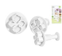 HABI Cake Design Confezione 3 Stampini, ABS, Espulsione Fiore, Bianco