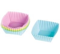 HABI Cake Design Confezione 8 Pirottini, Silicone, Quadrati, 7 x 7 cm, Pastello