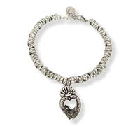 Habibi Jewels Bracciale donna acciaio con nodini cerchietti intrecciati con ciondolo a forma di Sacro Cuore Sacré Couer Ex Voto Idea Regalo Compleanno Festa della Mamma Natale