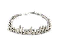 Habibi Jewels Bracciale in Acciaio da Donna con scritta ODIO TUTTI a Maglia Larga Braccialetto Chiusura Moschettone Compleanno Laurea Onomastico Festa della Mamma