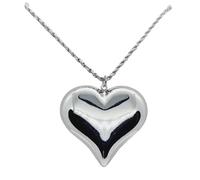 Habibi Jewels Collana Cuore Bombato in Acciaio Silver con Collana Torchon Intrecciata per Donna Elegante e Moderna Festa della Mamma Compleanno Idea Regalo