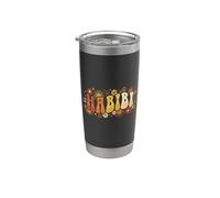 Habibi Retro 70s Typography Vintage Flower Hippie Arabic Bicchiere termico in acciaio inox doppia parete